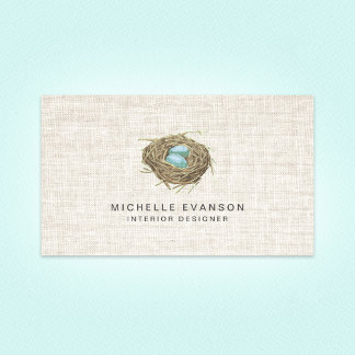 Carte De Visite Elégant Linge Revêtement Oiseau Nest Professionnel