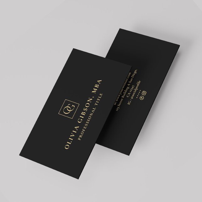 Carte De Visite Élégant logo minimal de monogramme OG Professionne (Elegant Minimal Monogram Logo OG Professional Business Card
)