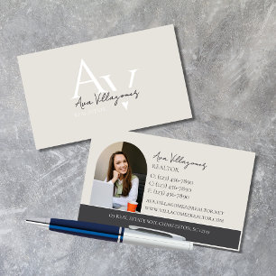 Carte De Visite Élégant logo Monogram Neutral Professionnel