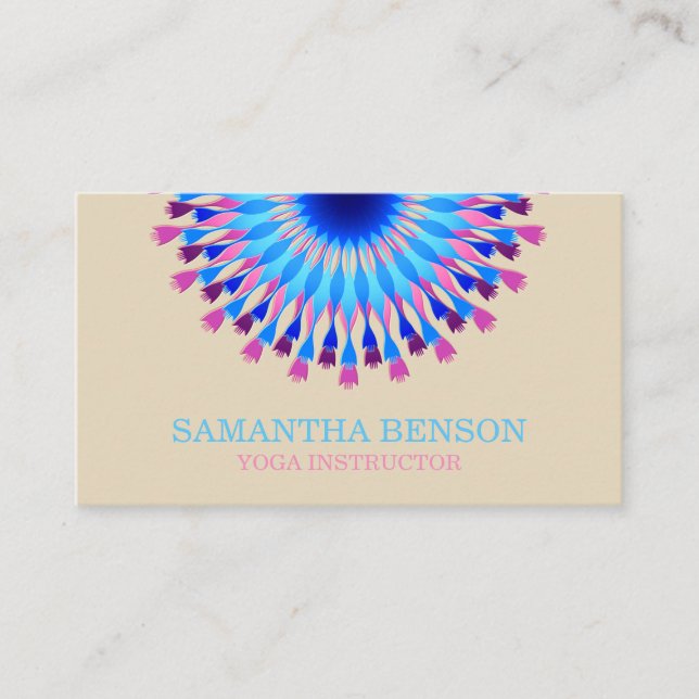 Carte De Visite Élégant logo noir et blanc Fleur Yoga (Devant)