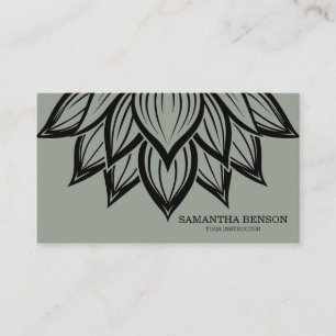 Carte De Visite Élégant logo noir et blanc Fleur Yoga