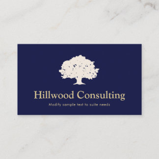 Carte De Visite Élégant logo professionnel Arbre bleu marine