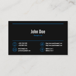 Carte De Visite Élégant logo réceptionniste Lignes bleues Icônes N