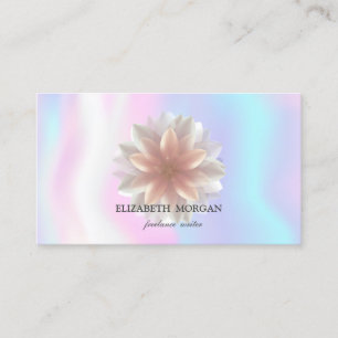 Carte De Visite Élégant Lotus Blanc Professionnel, Holographique