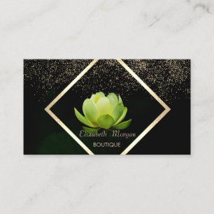 Carte De Visite Élégant Lotus Confetti Vert