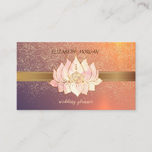 Carte De Visite Élégant lotus de confettis dorés modernes  (Devant)