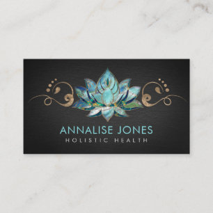 Carte De Visite Élégant Lotus de marbre Turquoise - ornement dor