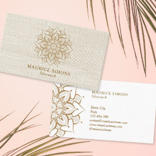 Carte De Visite Élégant lotus doré instructeur de yoga mandala ent