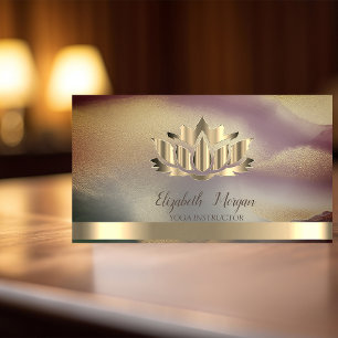 Carte De Visite Élégant Lotus Doré Rayure Dorée Yoga Ombré