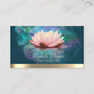 Carte De Visite Élégant Lotus Doré Rayure Yoga Encre Holographique