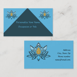 Carte De Visite Elégant Lotus Flower Blue Argent Or Zen Yoga Zen