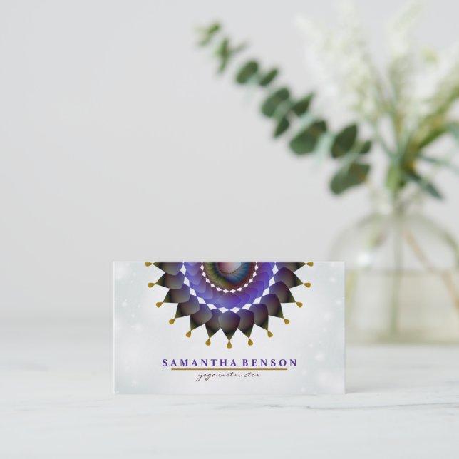 Carte De Visite Élégant Lotus Flower Logo Yoga Purple Arrière - pl (Debout devant)