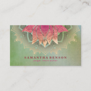 Carte De Visite Élégant Lotus Flower Mandala Logo Yoga Instructe