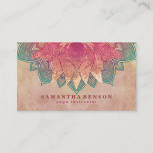 Carte De Visite Élégant Lotus Flower Mandala Logo Yoga Instructeur