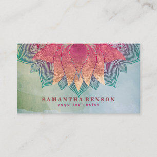 Carte De Visite Élégant Lotus Flower Mandala Logo Yoga Instructeur