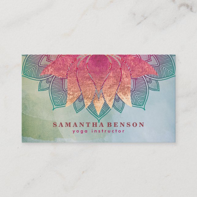 Carte De Visite Élégant Lotus Flower Mandala Logo Yoga Instructeur (Devant)