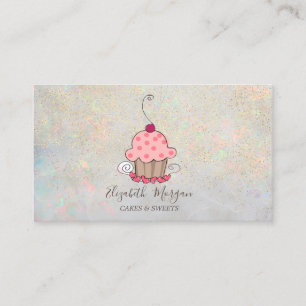 Carte De Visite Élégant Lotus Gold Confetti Cupcake Opal