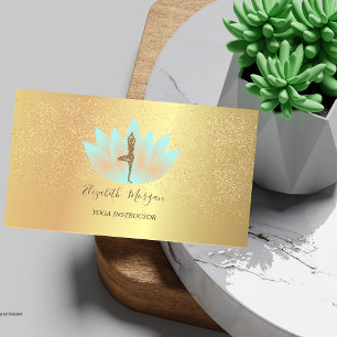Carte De Visite Elégant Lotus Gold Confetti Yoga Parties scintilla