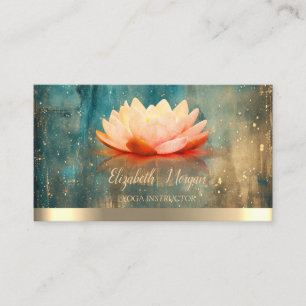 Carte De Visite Élégant Lotus Gold Stripe Grunge Yoga Instructeur