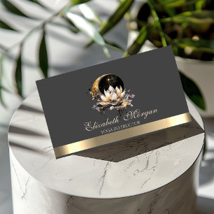 Carte De Visite Élégant Lotus Lune Soleil Professeur de Yoga