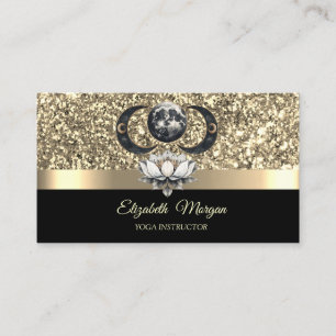 Carte De Visite Élégant Lotus Moon Parties scintillant céleste Gol