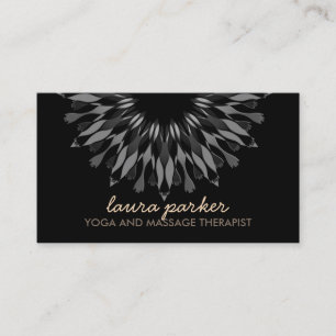 Carte De Visite Élégant Lotus noir Fleur Yoga Soigner la santé