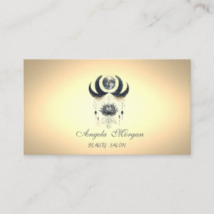 Carte De Visite Élégant Lotus Noir Lune Or