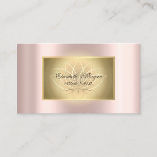 Carte De Visite Élégant Lotus Professionnel,Cadre Doré,Or Rose