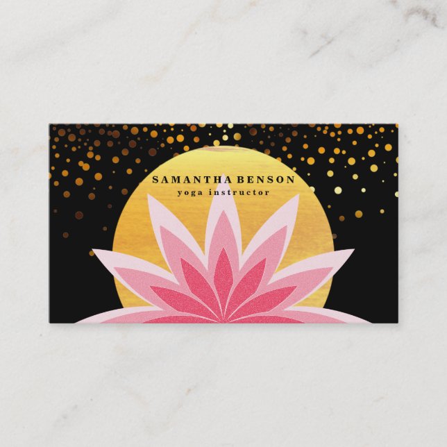 Carte De Visite Élégant Lotus rose Fleur Logo Yoga Santé de guéris (Devant)