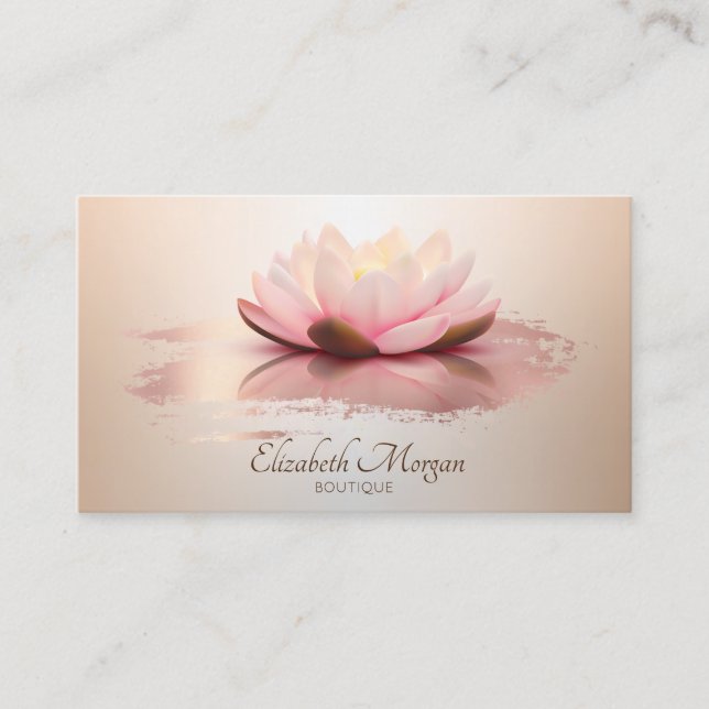 Carte De Visite Élégant Lotus Rose Gold Brush Stroke (Devant)