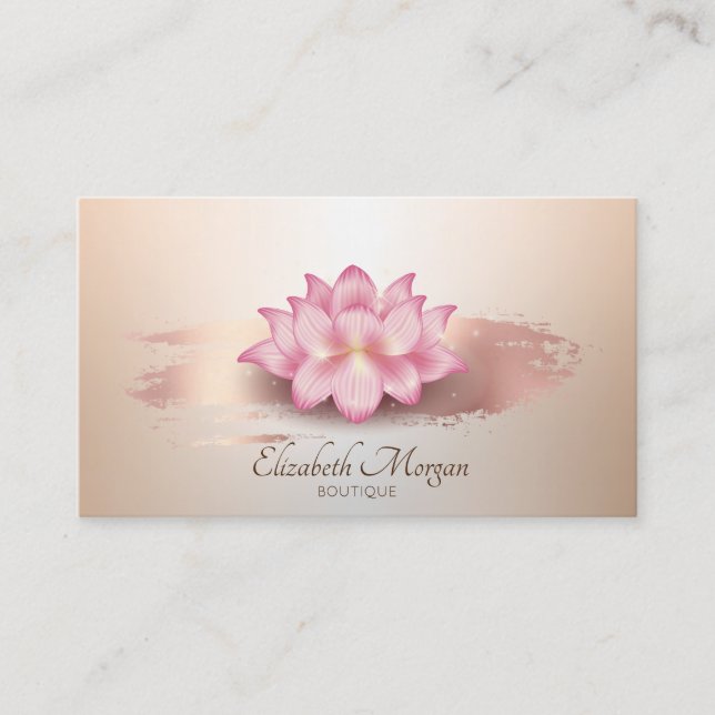 Carte De Visite Élégant Lotus Rose Gold Brush Stroke Lotus (Devant)