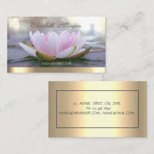 Carte De Visite Élégant lotus rose professionnel, yoga à rayures d