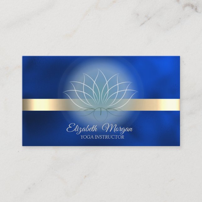 Carte De Visite Elegant Lotus Royal Blue Yoga Instructor   (Devant)