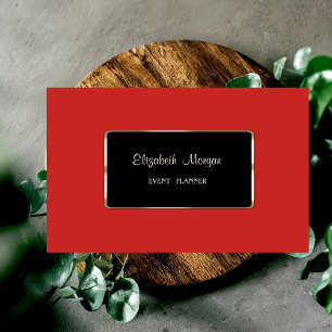 Carte De Visite Elégant Luxe Design, Rouge, Cadre Noir