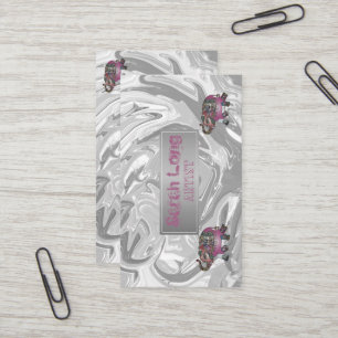 Carte De Visite Elégant luxe doux Marbre d'argent doux avec Elepha