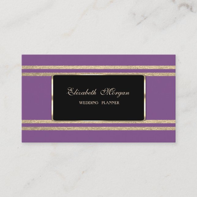 Carte De Visite Elégant Luxe, Faux Gold Glittery Stripes (Devant)