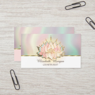Carte De Visite Élégant Luxe Lotus Coloré Holographique