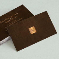 Élégant luxe marron cuir cuivre or monogramme