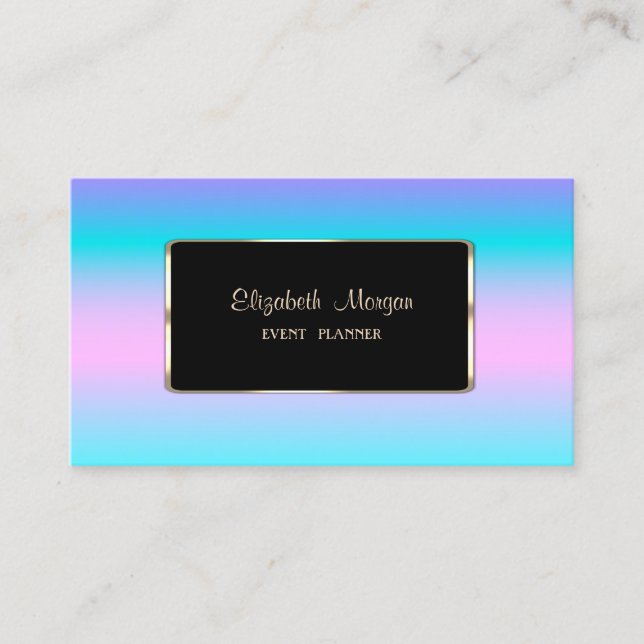 Carte De Visite Elégant Luxe Moderne Chic Holographique (Devant)