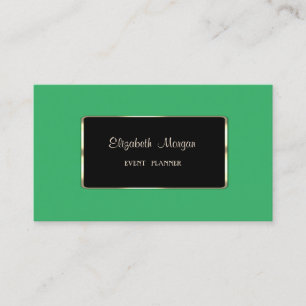 Carte De Visite Elégant Luxe Moderne Vert, Cadre Noir