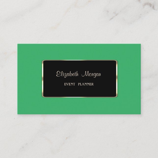Carte De Visite Elégant Luxe Moderne Vert, Cadre Noir (Devant)