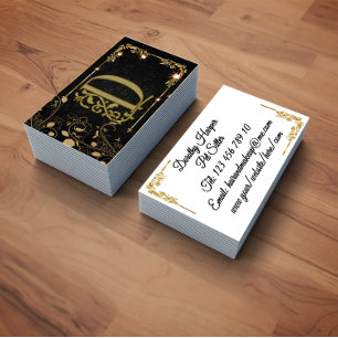 Carte De Visite Élégant Luxe Or Noir Monogramme