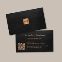 Élégant luxe or noir monogramme QR code