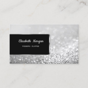 Carte De Visite Élégant Luxe Style Argent Paillettes Bokeh