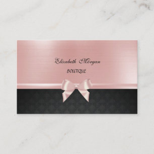 Carte De Visite Élégant Luxueux ,Damassé, Nœud Ruban Rose