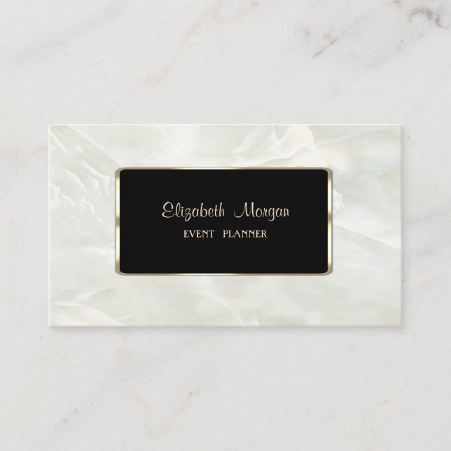 Carte De Visite Élégant Luxueux Élégant, Marbre Blanc, Cadre (Devant)