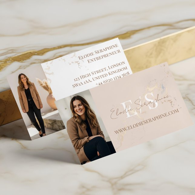 Carte De Visite Elegant Luxury Gold Marble Script Monogram Photos (Gold Marble Luxury Script Monogram Minimal Elegant Business Card)