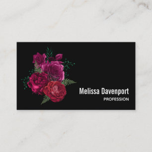 Carte De Visite Elegant Magenta Rose Floral Bouquet