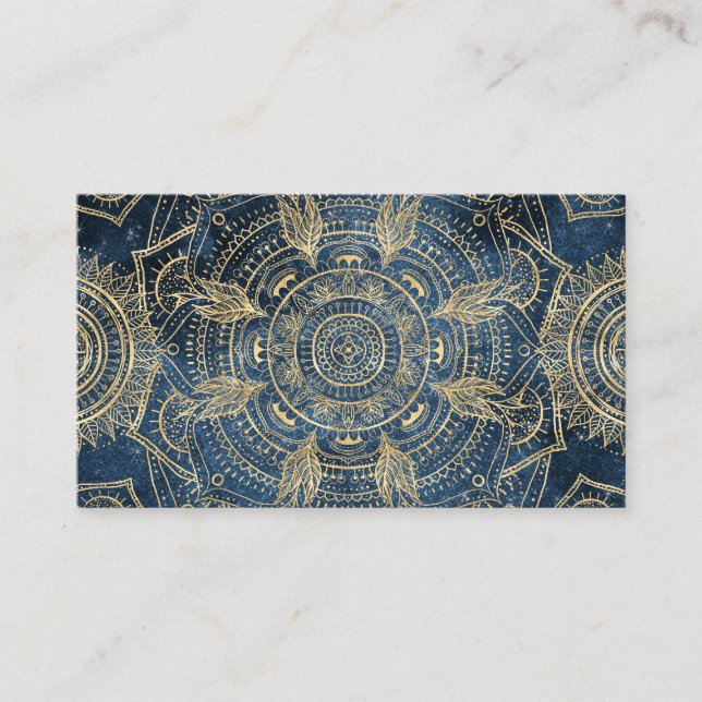 Carte De Visite Elégant Mandala Blue Whimsy Design (Devant)