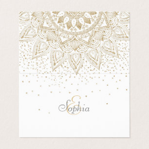 Carte De Visite Elégant Mandala Confetti Design Or